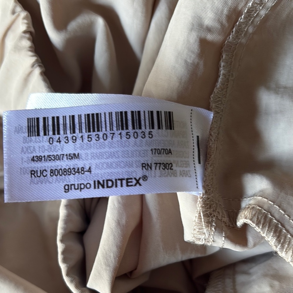 Zara Beige Cargo Parachute Pants with Drawstring Waist Sz M - Picture 10 of 12
